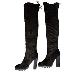 Charlotte Russe Tie-Back Over-The-Knee Boots | Black | 9